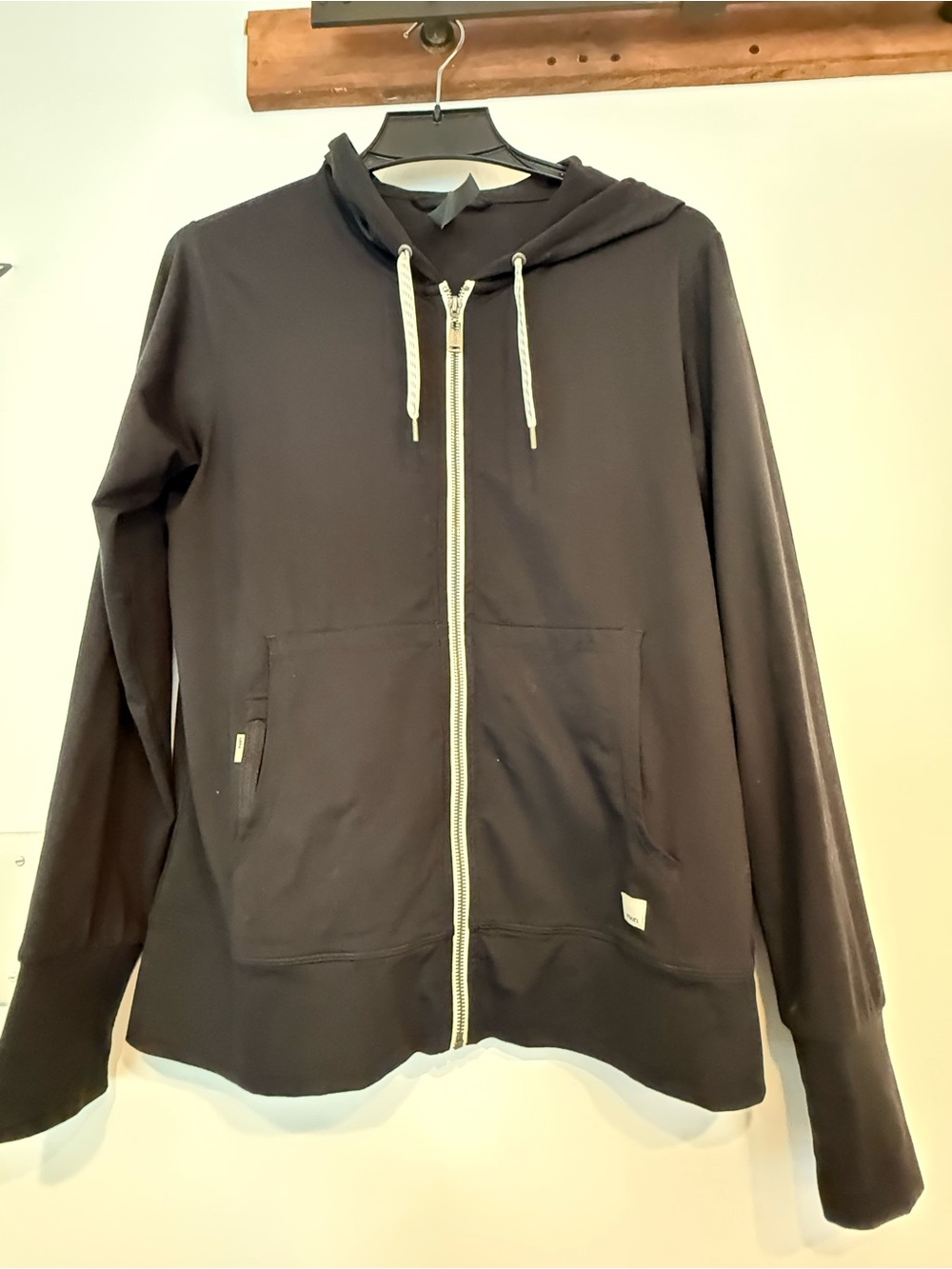 Vuori Black Lightweight Full-Zip Hoodie Jacket